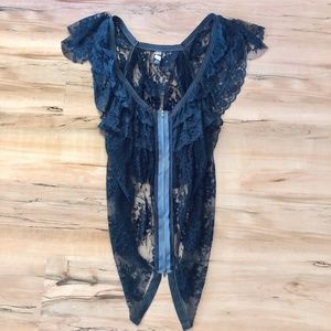 Free People lace zip up top - LIKE NEW